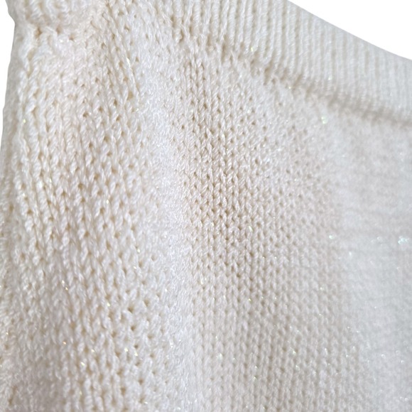 Vintage Lara Ferrante Sparkly Metallic Cream Knitted Midi Skirt - Picture 2 of 6